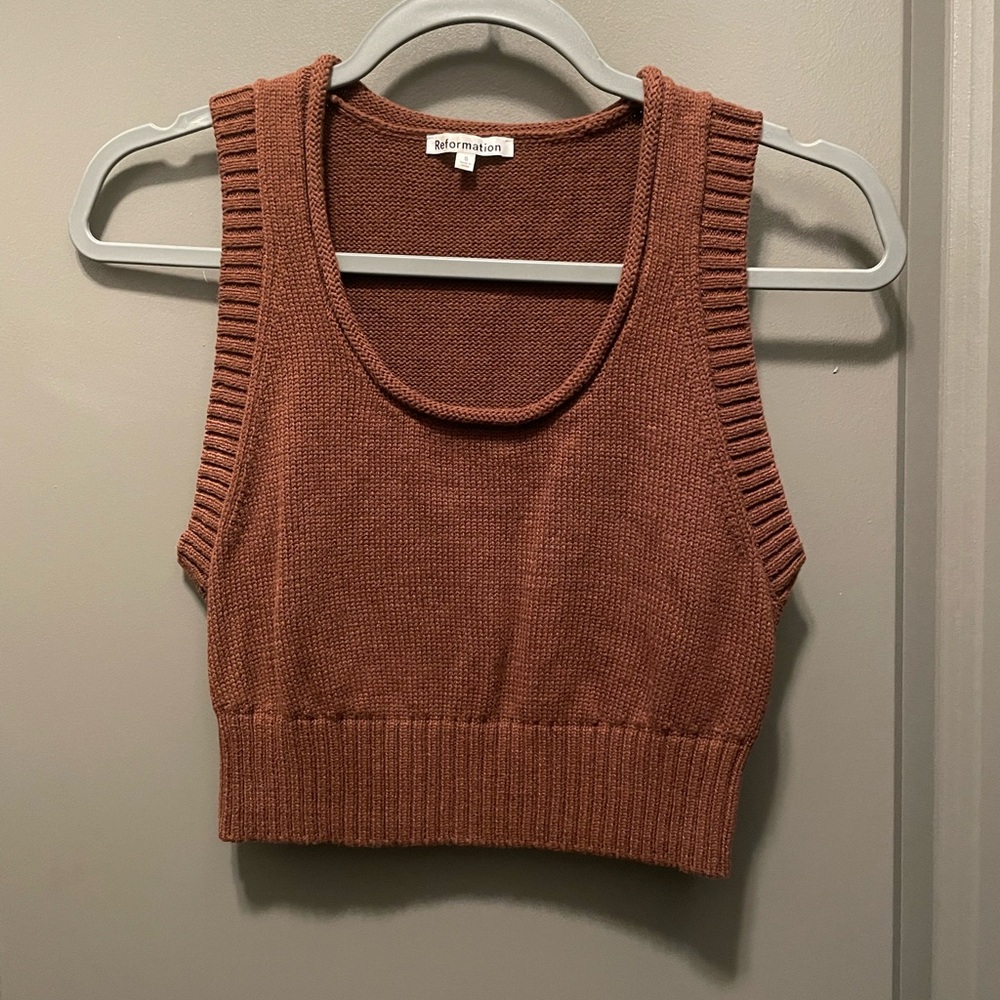 Reformation Brown Knit Tank Top